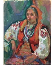 Portrait of a woman in a national costume. Inna Mednikova
