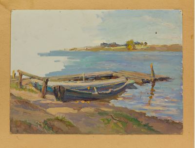 Boat at the dock. Evsey Reshin